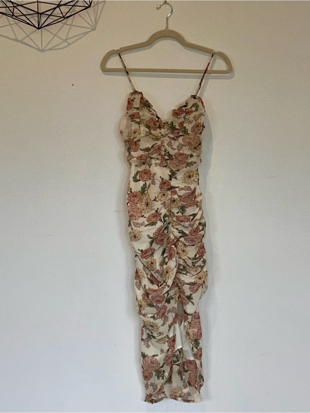 VICI Ruched Floral Mesh Bodycon Dress Size S